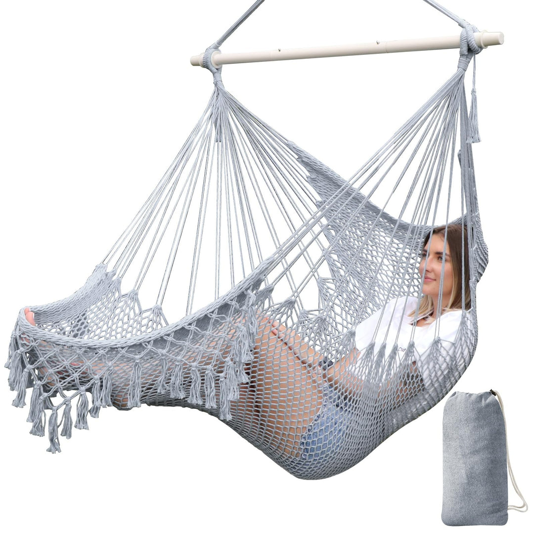 Chihee Hängesessel handgefertigter Hängesessel aus Baumwollseil gewebter Sitz weich gesponnen grosse