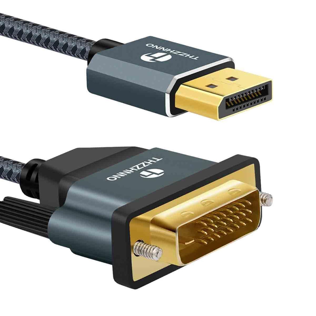 Displayport vers DVI Câble 5M, DP vers DVI-D Nylon Tressé Adaptateur,Mâle vers Mâle 1080P@60Hz Ligne