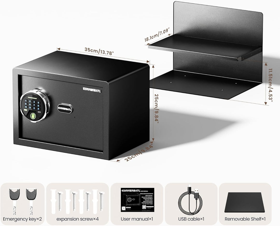 Smarter biometrischer Tresor mit Fingerabdruckschloss, kleiner Safe mit Silent-Modus, beleuchtetem T