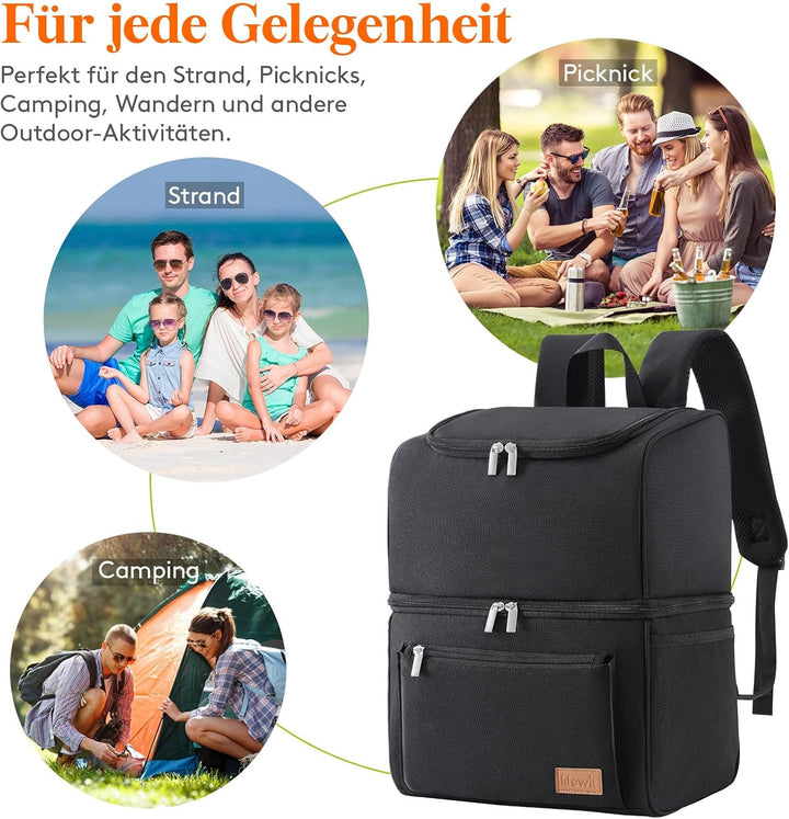 Lifewit 21L, isolierter Kühltasche, Thermo Lunchtasche, Kühlrucksack, auslaufsichere Doppeldecker-Kü