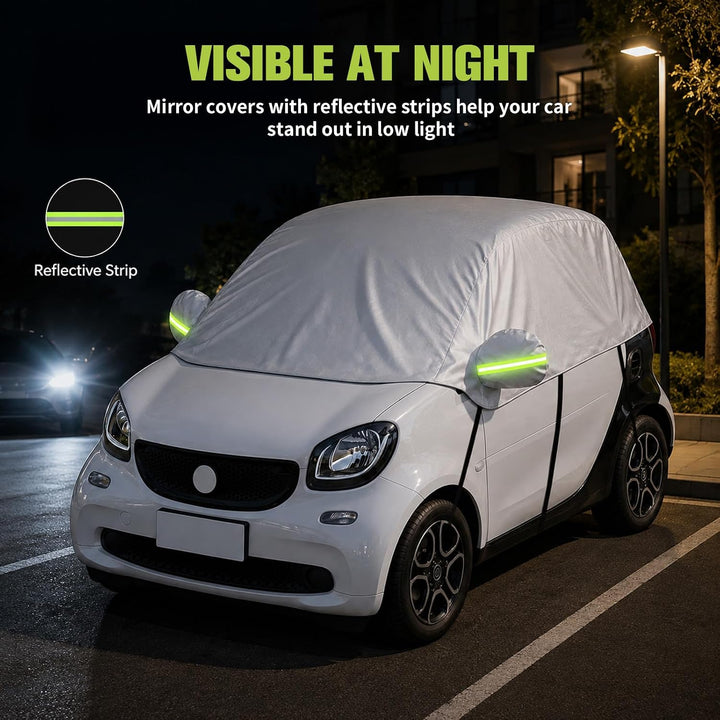 Halbgarage Autoabdeckung für Smart Fortwo 2006-2025, Fahrzeugabdeckung mit atmungsaktivem Schutz geg