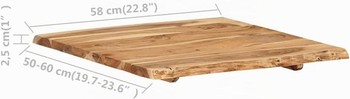 vidaXL Massivholz Tischplatte Baumkante Massivholzplatte Akazie 58x(50-60) x2,5cm 58 x 60 x 2.5 cm,