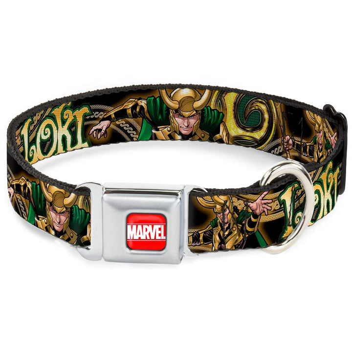 Marvel Buckle-down 22,9–38,1 cm Universe Loki Posen schwarz/Gold/grün Hundehalsband Mehrfarbig S - F