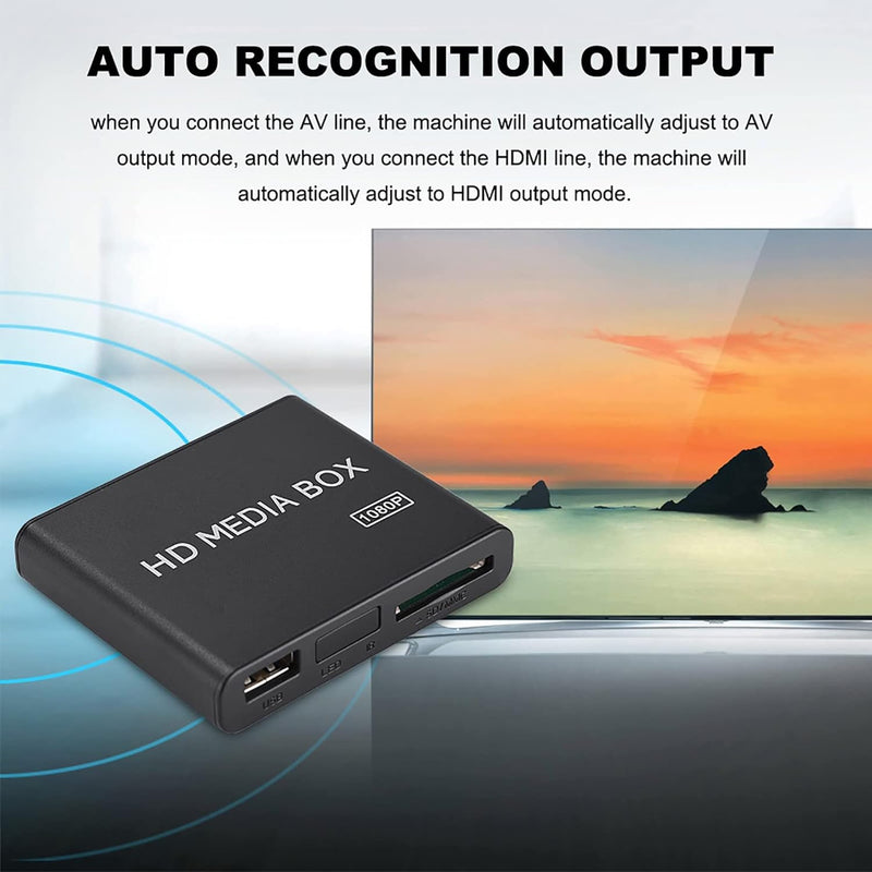 Full-HD-Media-Player, 110-240 V 1080P HDMI-Media-Video-Player-Box - MKV/RM-HDD-USB-Laufwerke und SD-