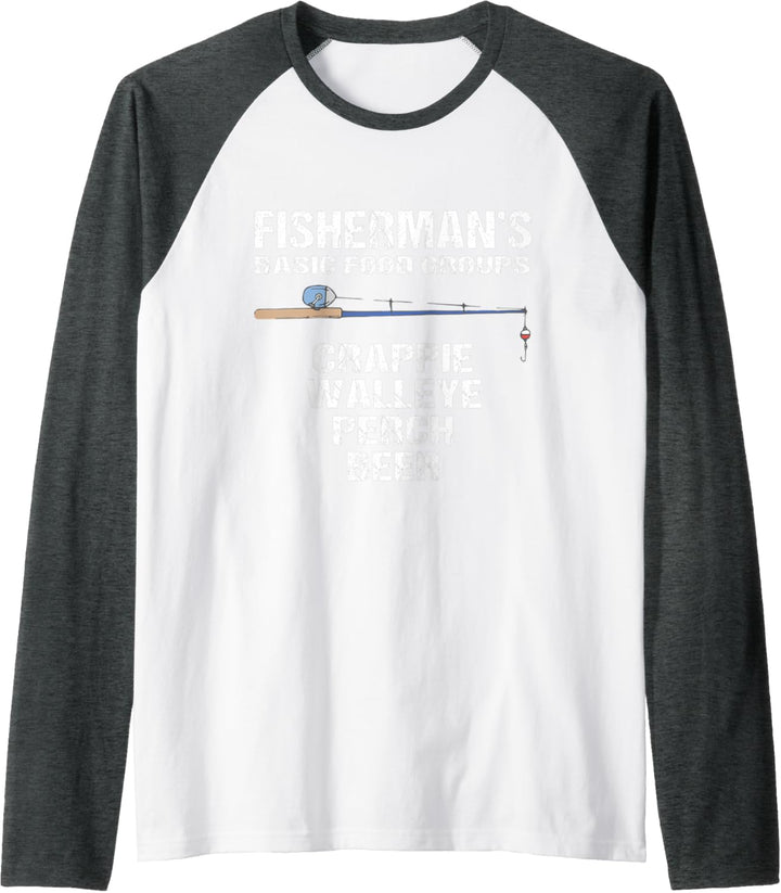 Fisherman Food Groups Funny Fishing Raglan