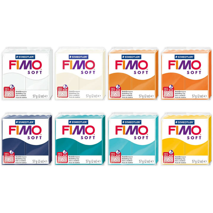 Fimo FIMO Soft & Effect Polymer-Ofen-Modelliermasse – 57 g – 8er-Set – The Beach O'Clock Collection