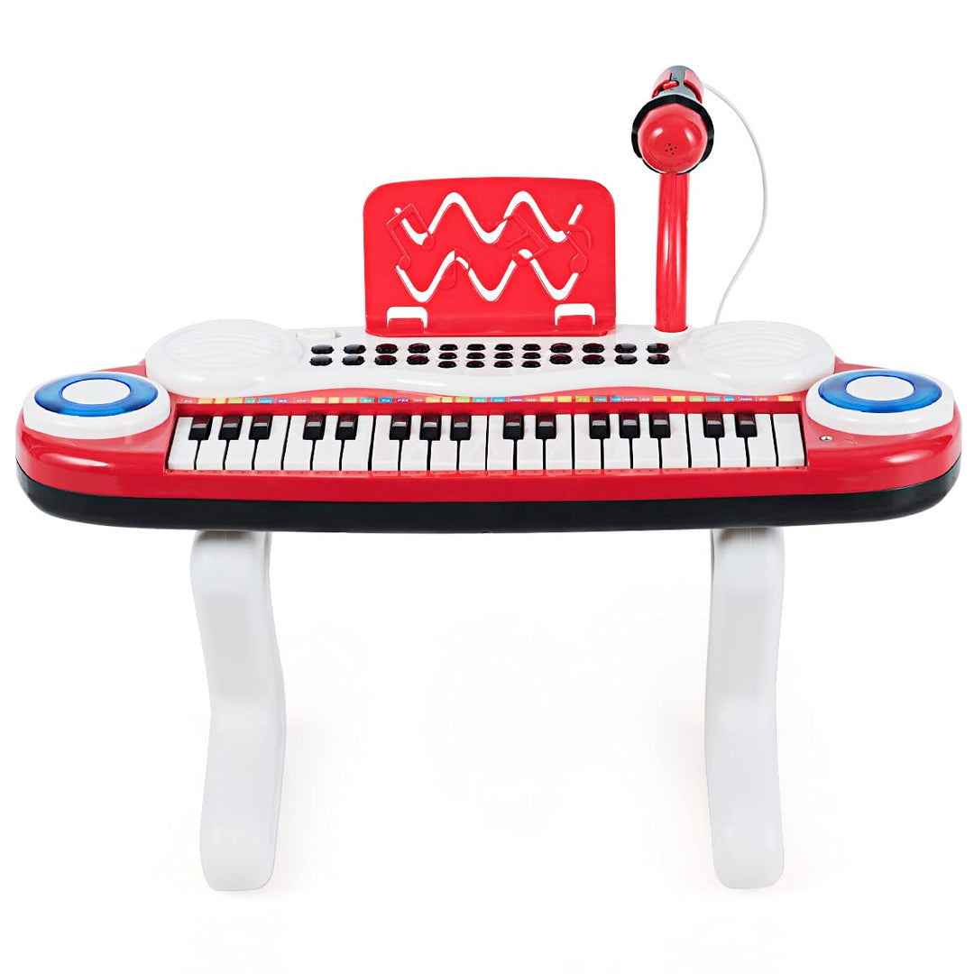 GOPLUS 37 Tasten Kinderklavier, Kinder Keyboard mit Mikrofon & Notenständer, Spielzeug Piano mit Lic
