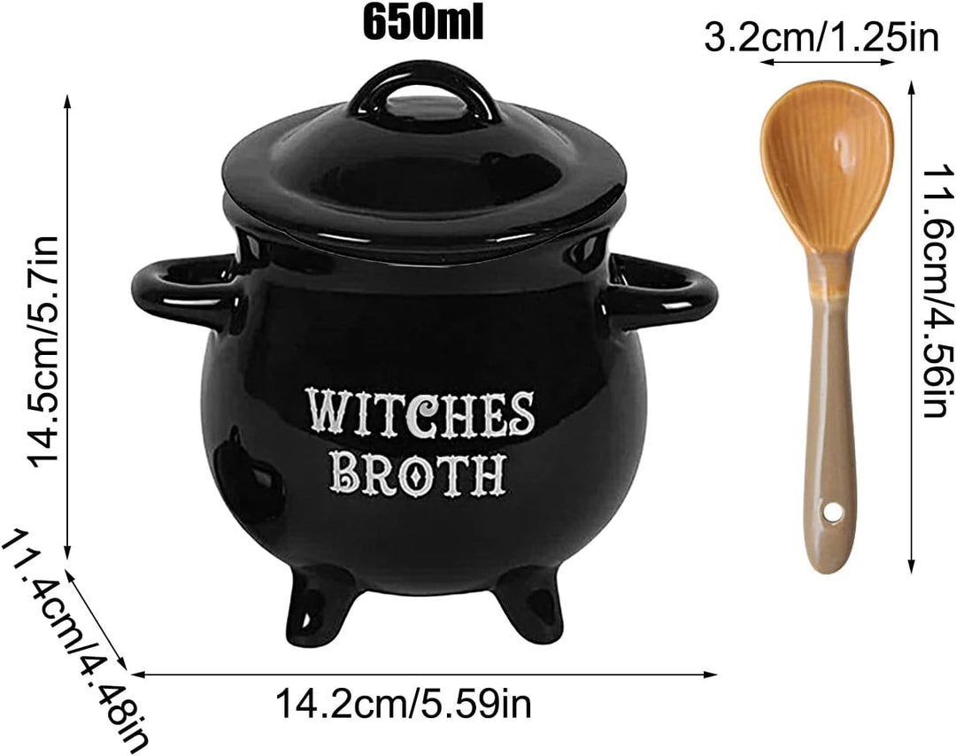 Hexenkessel Keramik - 650 ML Halloween-Kessel Aus Keramik, Schwarz, Ohne Deckel, Ideal Für Teepartys