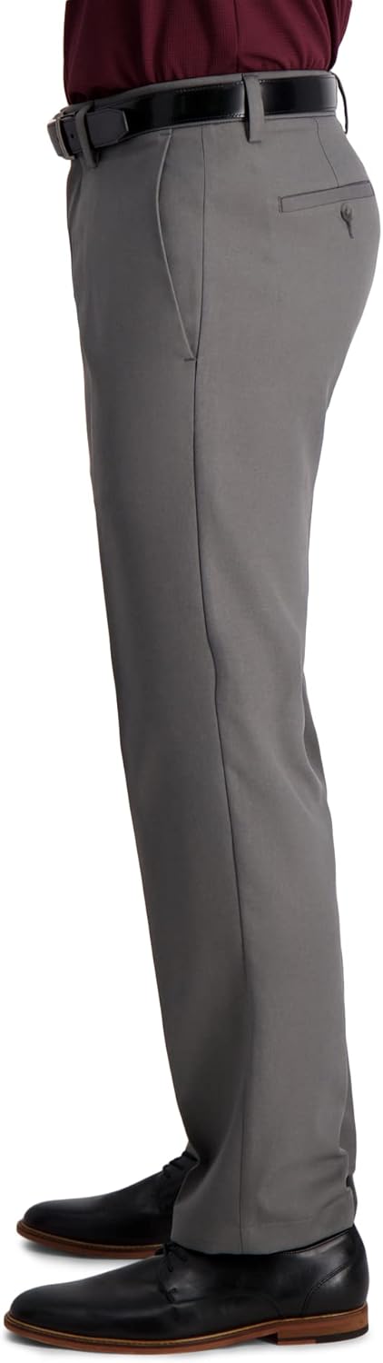 Haggar Herren Lässige Hose Cool 18 Pro Straight Fit Flat Front Freizeithose 30W / 30L Meliert, Grau,