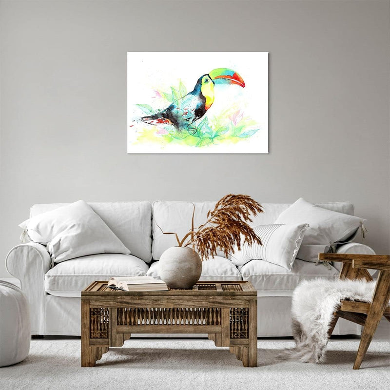 Bilder auf Leinwand Vogel Toucan Neugier wild Leinwandbild 70x50cm Wandbilder Dekoration Wohnzimmer