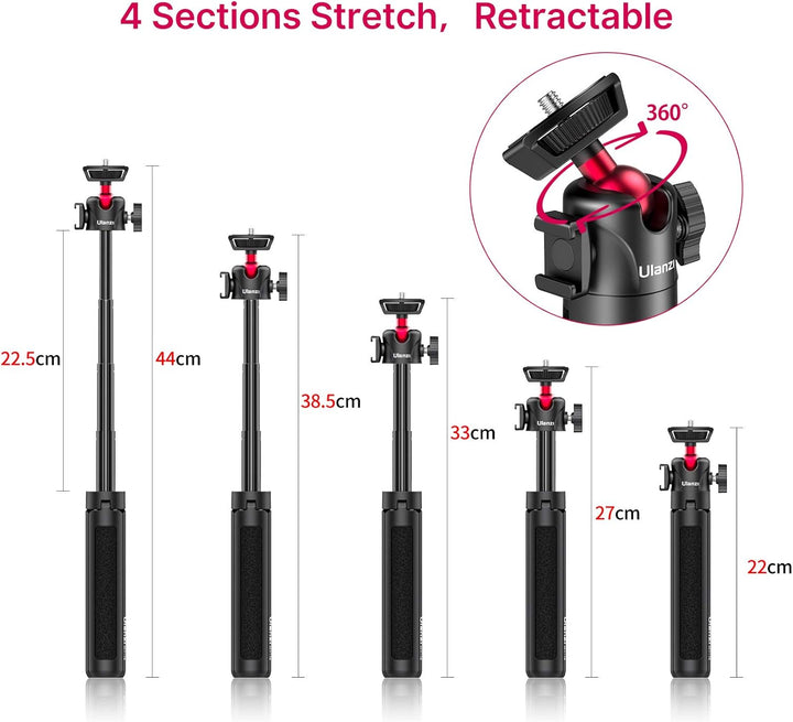 Mini Kamera Stativ, Desktop Vlogging Stativ mit 360° Kugelkopf 1/4 Schraube Cold Shoe Mount, Video S