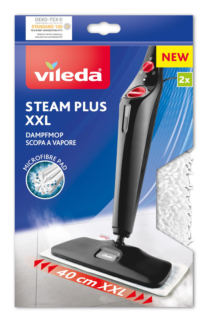Vileda Steam XXL Ersatzpads | Mikrofaser Reinigungstücher für Dampfreiniger | Hygienisch &amp; streifenf