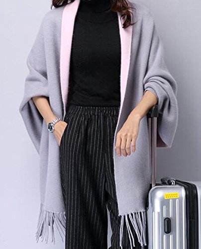 MyBeautyworld24 Frauen Kaschmir Poncho Strickjacke Strickpullover Mantel Winter Pullover Oversize Sc