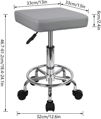 KKTONER Square Rollhocker mit Pedal (Grau), Grau