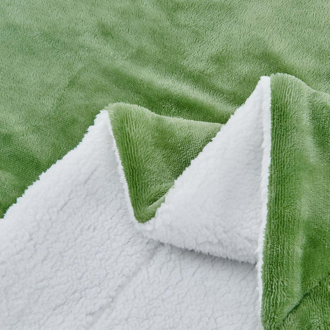 SOCHOW Sherpa Decke Salbei Grün zweiseitige Wohndecken Kuscheldecken, Dicke warm Sofadecke/Couchdeck