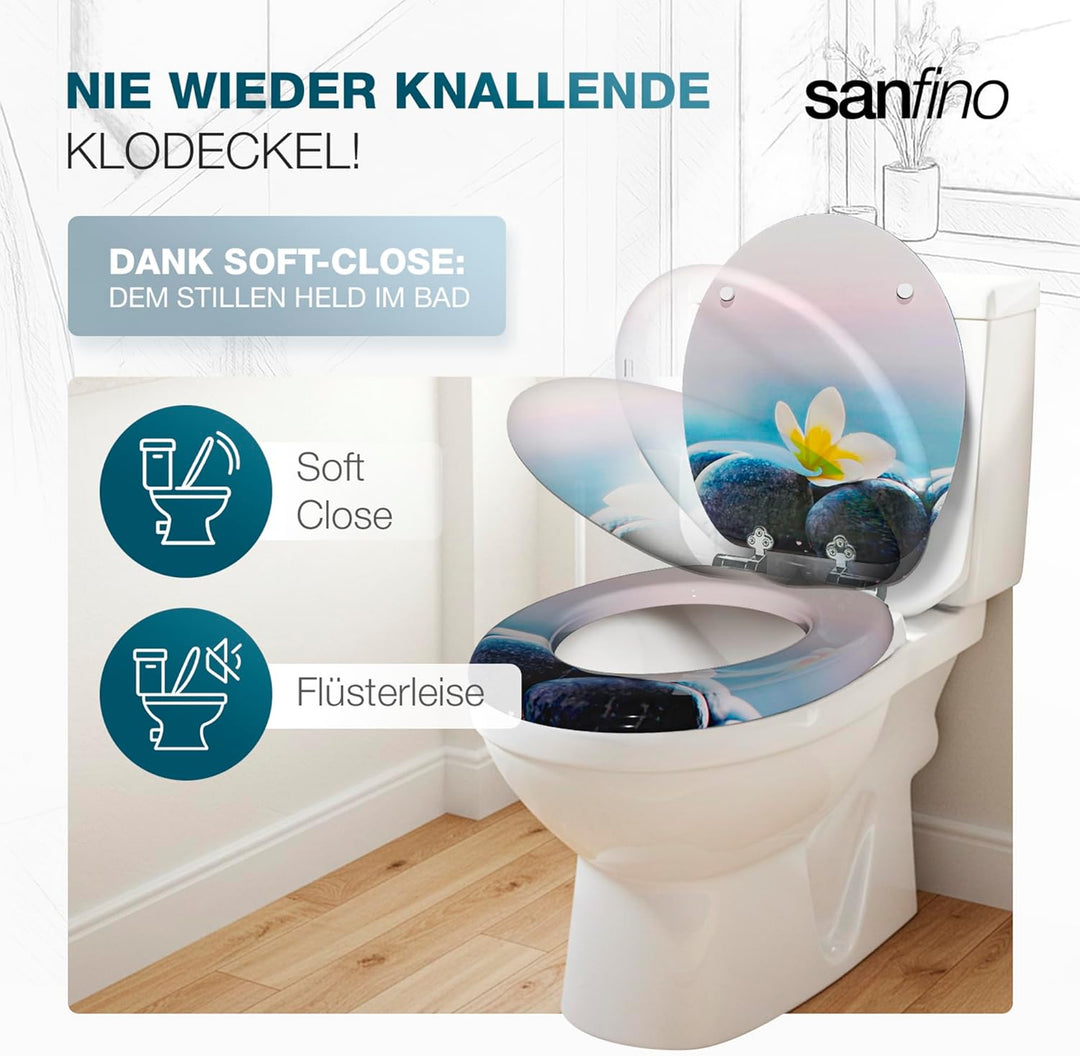 Premium WC Sitz mit Absenkautomatik – hochwertige Toilettendeckel aus Holz, viele bunte Motive, hohe