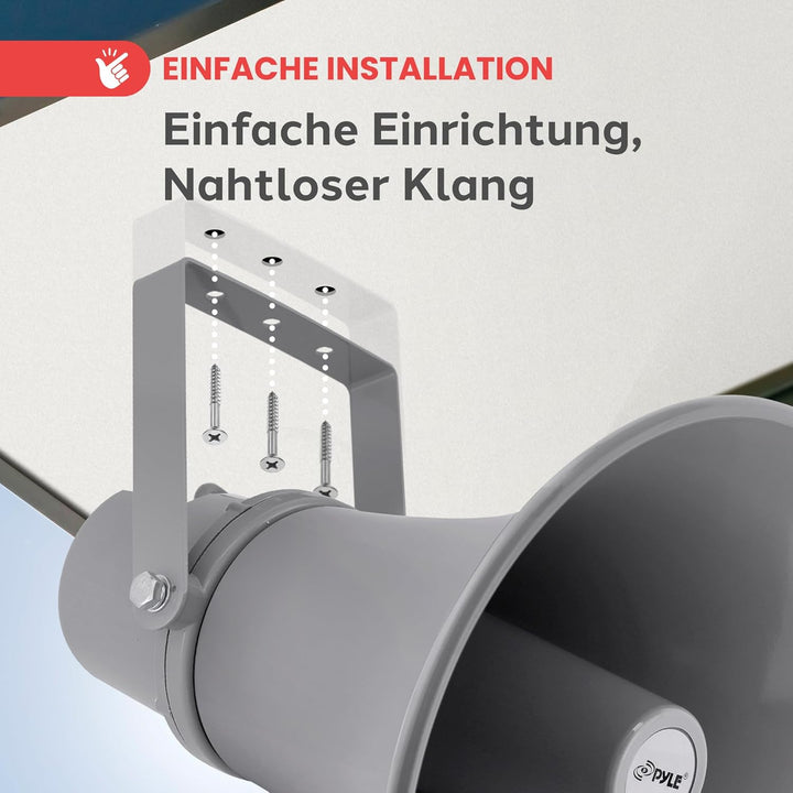 Pyle PA-Hornlautsprecher Innen/Aussen – Kompakter 24,6cm Lautsprecher, 20W, 400Hz–5kHz, 8Ω, 70V Tran