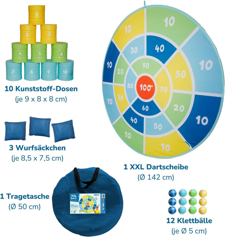 alldoro XXL Dart-Scheibe & Dosenwerfen Set XXL Dart & Dosenwerfen, Set XXL Dart & Dosenwerfen