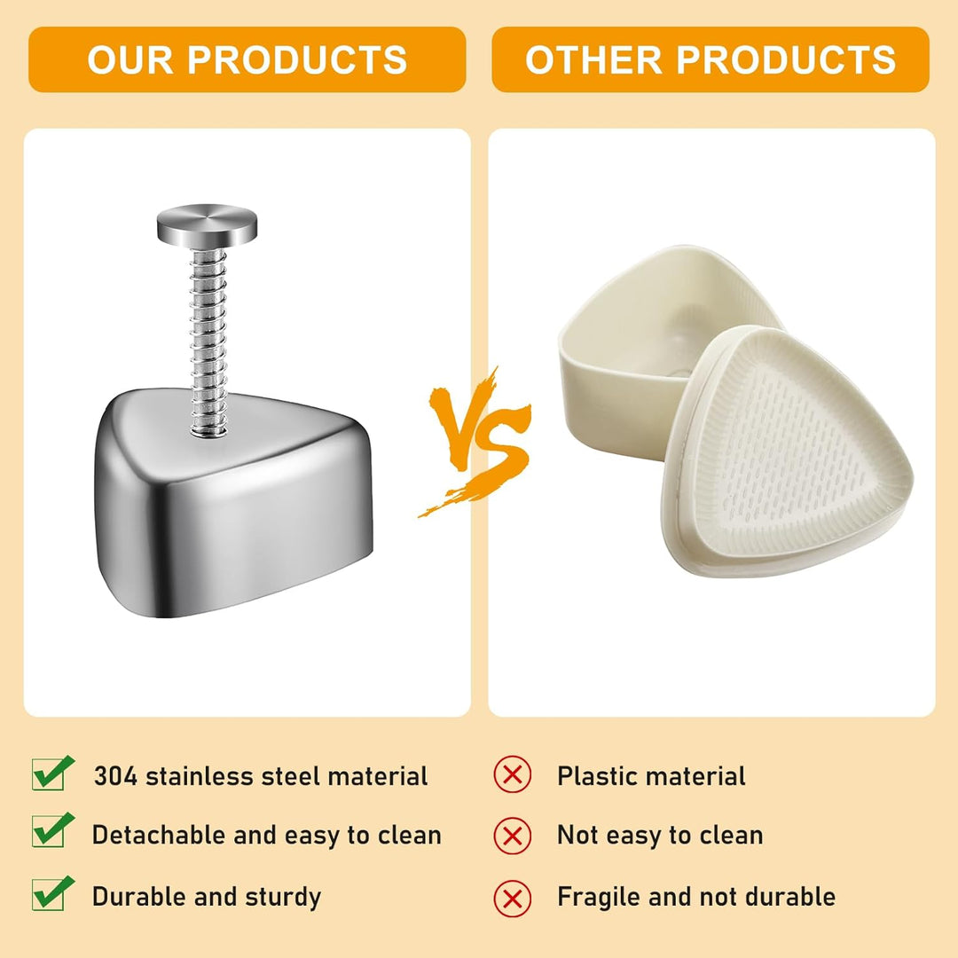 2 Stück Onigiri Form Sushi Maker Sushi Form Mold Edelstahl Dreieck Reisbällchen Maker Reisform DIY W