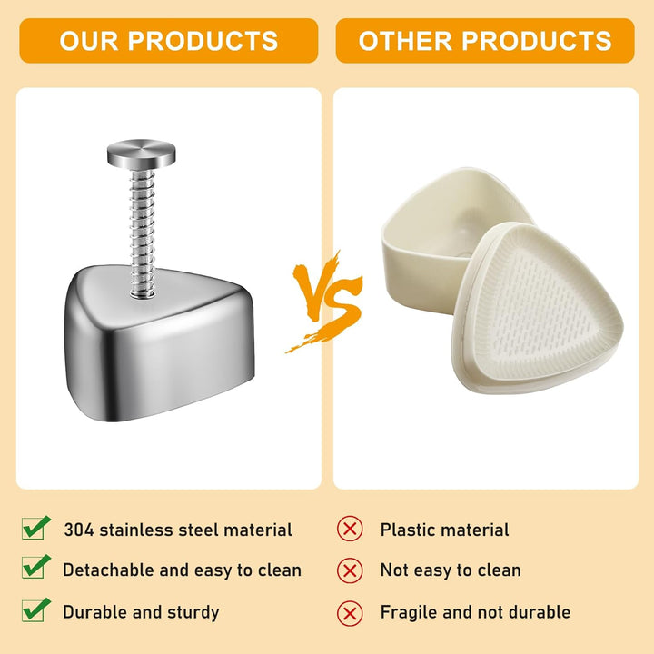 2 Stück Onigiri Form Sushi Maker Sushi Form Mold Edelstahl Dreieck Reisbällchen Maker Reisform DIY W