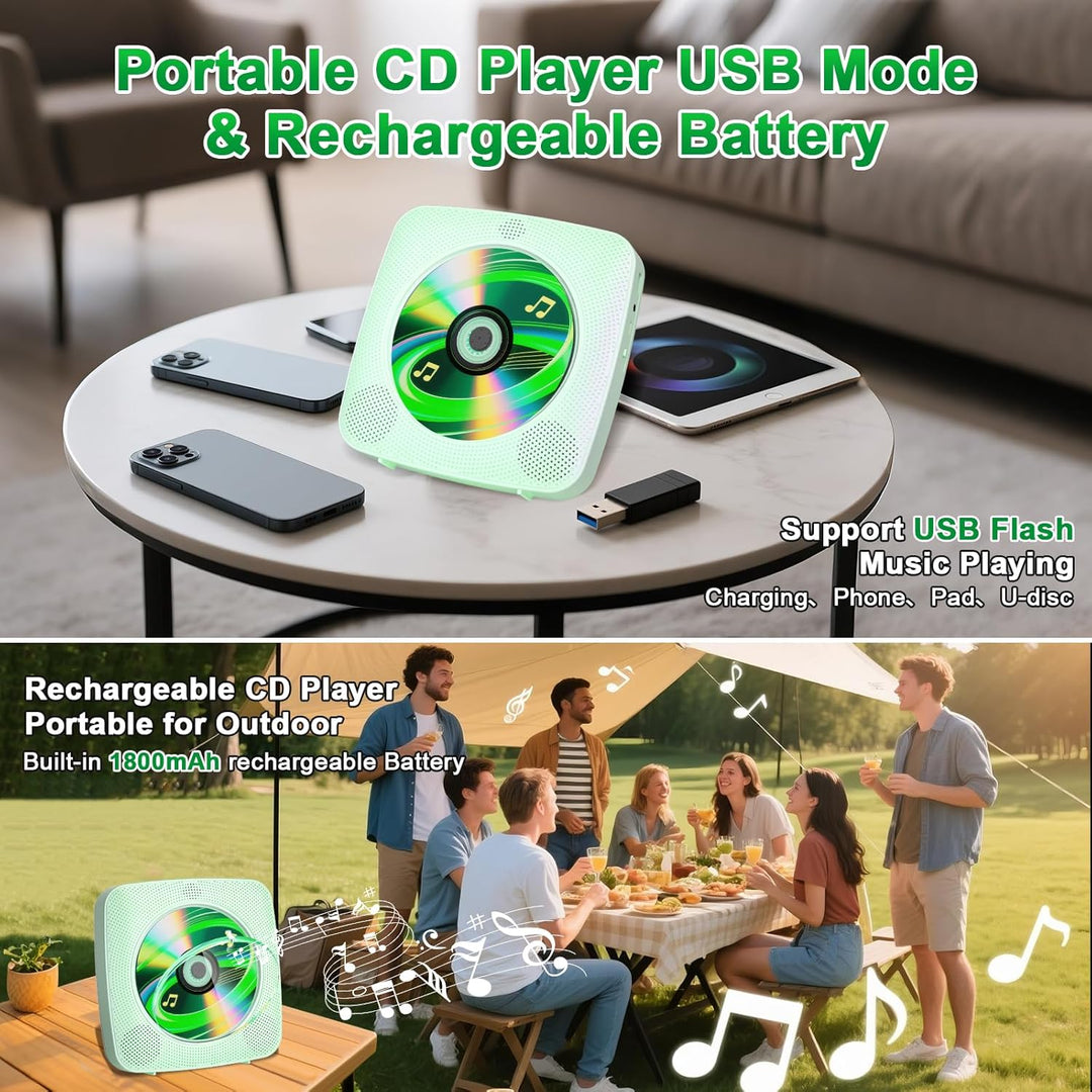 Gueray Tragbarer CD Player Tragbar : Radio CD Players Kinder CD-Player Discman mit 1800mAh Akku Laut