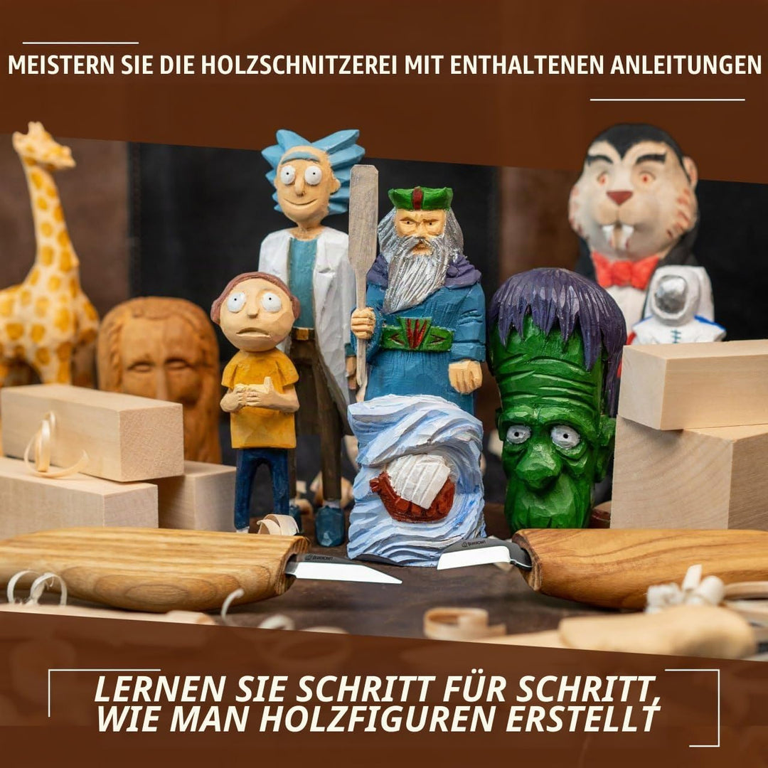 BeaverCraft Holzschnitzset S16 - Schnitzwerkzeugset - Schnitzmesserset für Anfänger - Holzschnitzmes