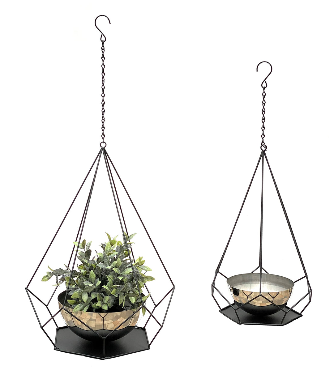 DanDiBo Blumenampel Innen Metall Wand Hängepflanzen 96095 2er Set mit Topf 6 Ecken Pflanzenhänger Bl