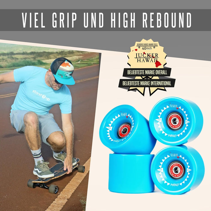 JUCKER HAWAII Longboard Rollen Allround Cruiser Wheels - Mit oder ohne Kugellager MANO inkl. Kugella