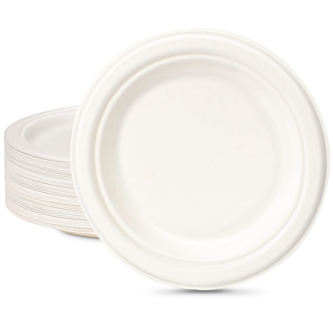 GREENESAGE Einwegteller 200 Stück Pappteller 18CM Weiss Rund Einweggeschirr klein Einmalteller Zucke