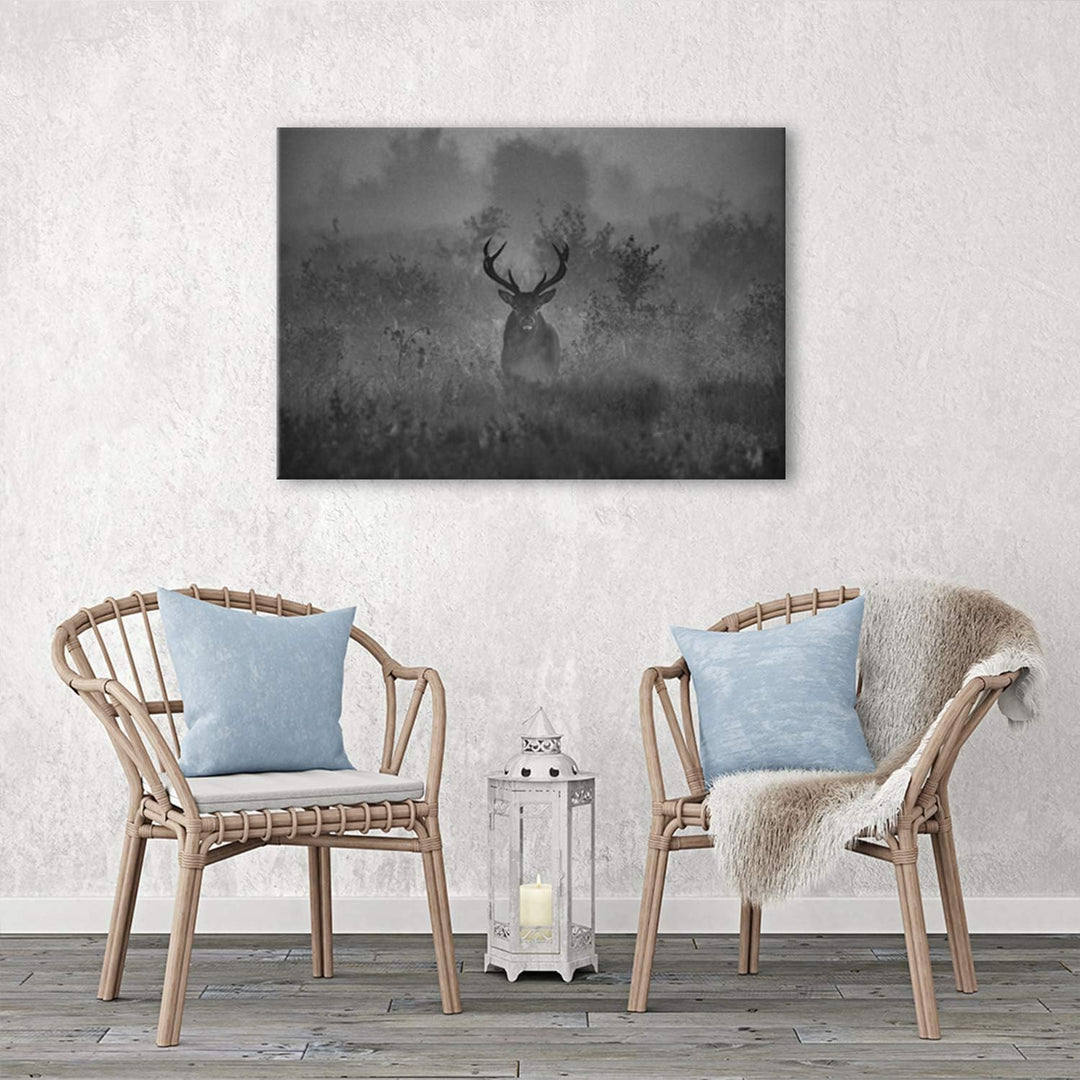 Feeby Bilder Hirsch Wiese XXL 80x60 cm 1Teilig Wohnzimmer Schlafzimmer Modern Wandbilder Leinwandbil