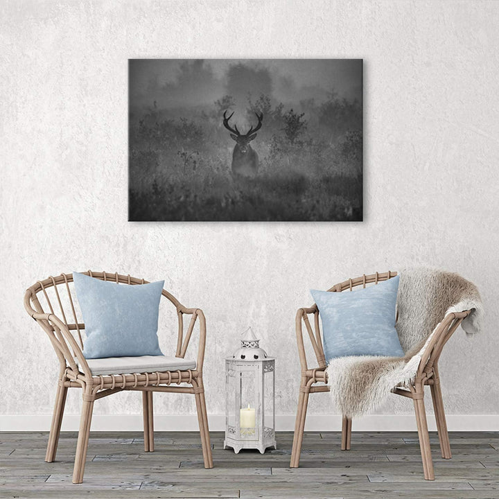 Feeby Bilder Hirsch Wiese XXL 80x60 cm 1Teilig Wohnzimmer Schlafzimmer Modern Wandbilder Leinwandbil