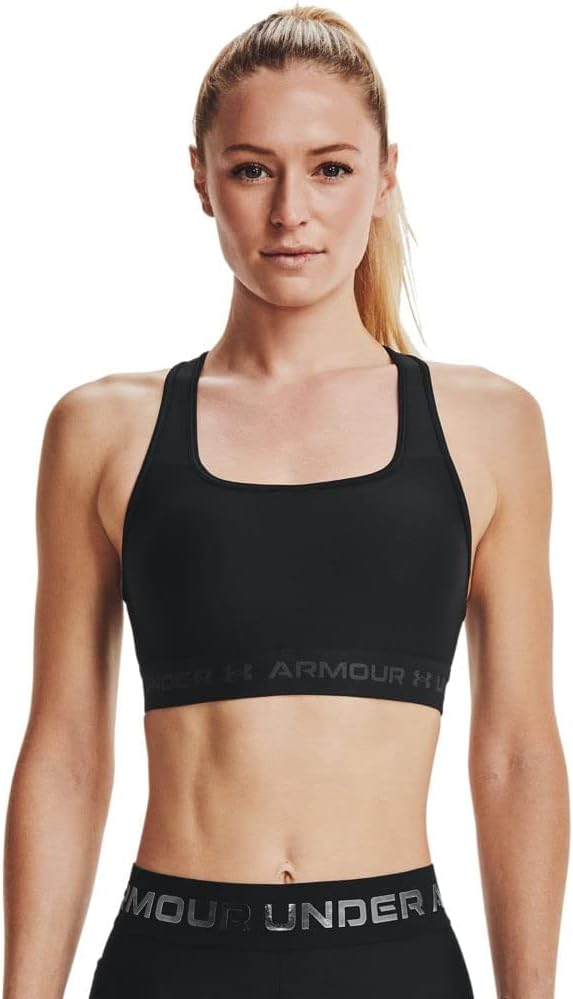 Under Armour Damen Crossback Mid Heather Sport-BH Schwarz XS, Schwarz XS