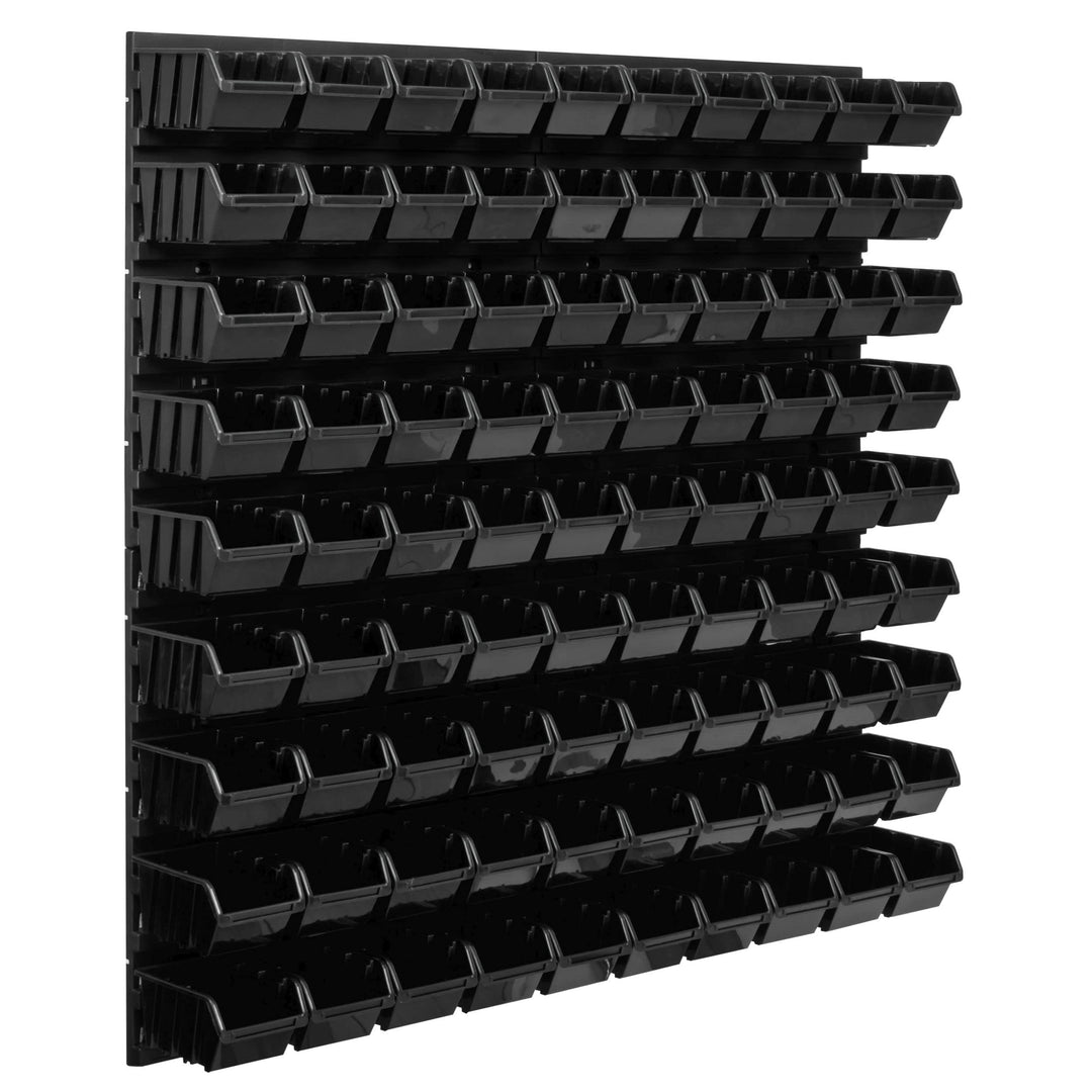 Lagersystem Werkstattregal | 78 x 78 cm | 90 stck. Box | Wandregal mit Stapelboxen - Wandplatten Ext