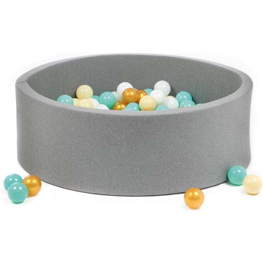 LUDI — Runder Ballpool aus Schaumstoff — Ø 90 cm x H 30 cm — für Babys ab 6 Monaten — 100 Bälle — we