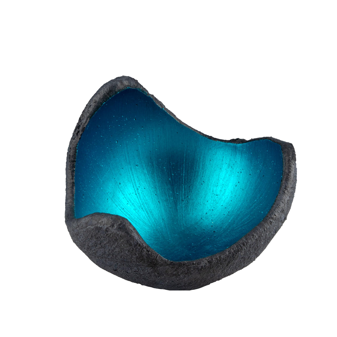 Stoamandal Lichtschale petrol - S (15cm) - Beton schwarz - Unikat handmade - Geburtstagsgeschenk - D
