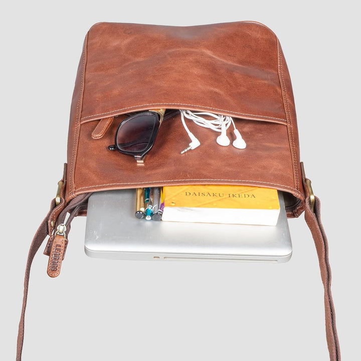 LEABAGS Leder Handtasche Damen I Premium Echtleder Umhängetasche I Schultertasche I Damentasche I Tr