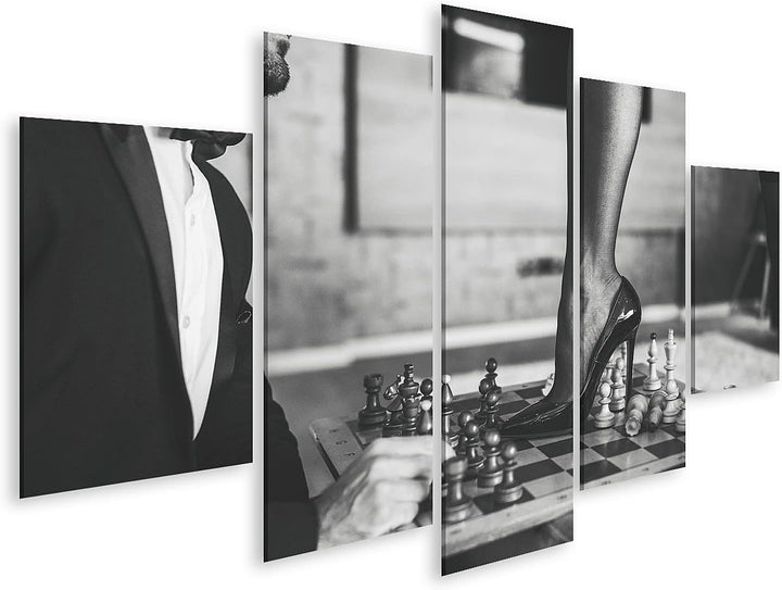 islandburner Bild auf Leinwand Sexy Frauen Bein ings Strümpfe High Heels Mit Schachbrett Schwarz Wei