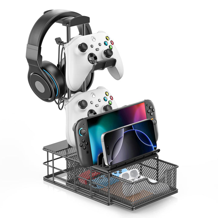 KDD Gaming Headset Halterung mit Schublade - Universal Controller Halter & Kopfhörer Ständer mit Kab