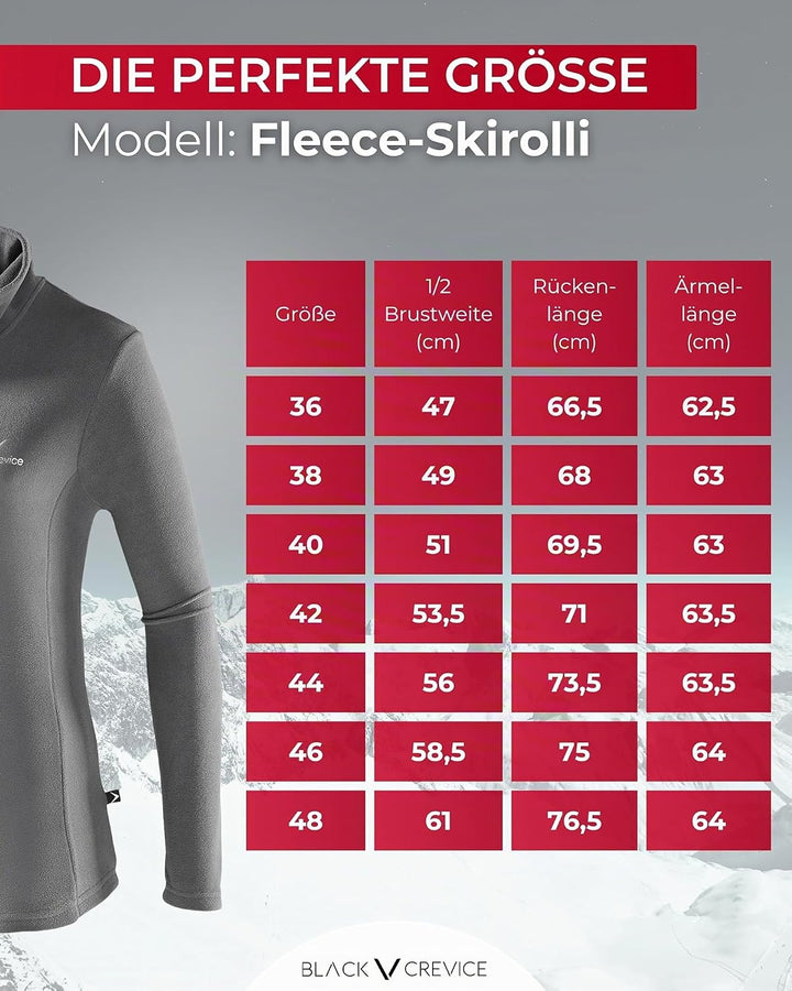 Black Crevice Damen Fleece-Skirolli I Ski-Pullover für Damen Grössen I Damen-Funktionsshirt I Damen