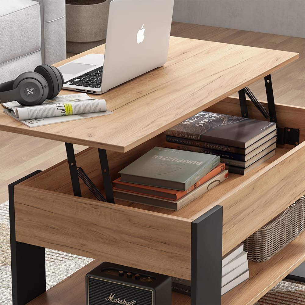 Vicco Couchtisch Lifto, Eiche/Anthrazit, 92 x 51 cm mit Liftfunktion, Oak/Anthracite
