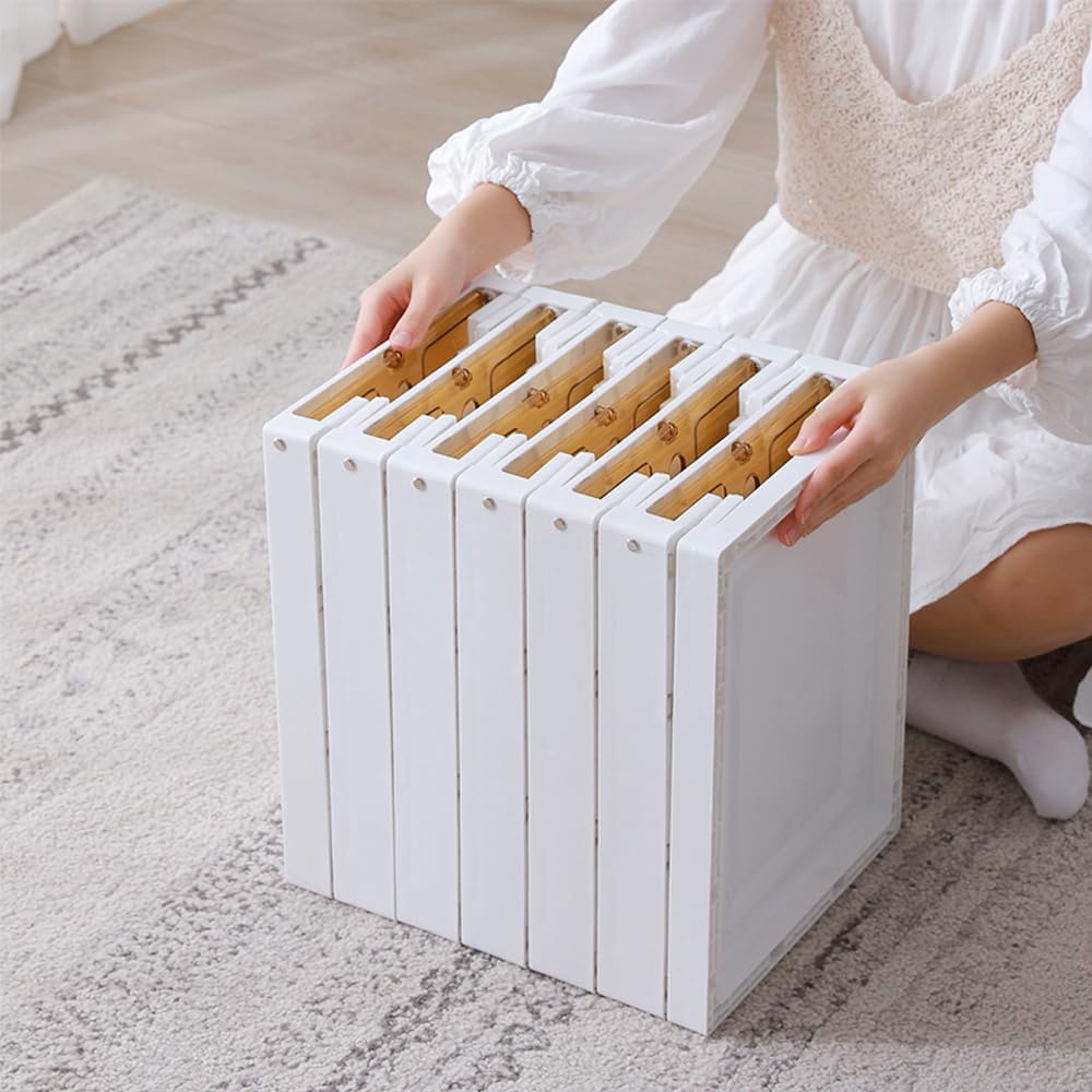 OHMG 6 Lagen Schuhboxen, Aufbewahrungsboxen für Schuhe, aus Kunststoff, transparent, stapelbar, falt