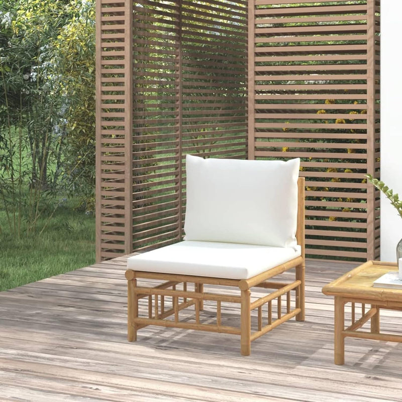 Tidyard Garten Mittelsofa Gartensofa mit Kissen Gartenlounge Einzelsofa Gartenmöbel Loungesofa Bambu