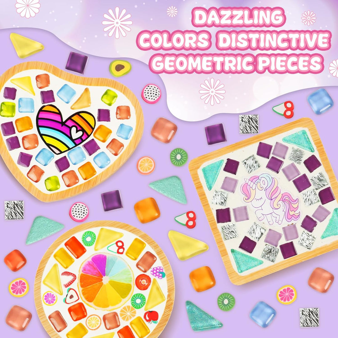 AUAUY 3 Stück Mosaik Bastelset Untersetzer, Mosaiksteine Untersetzer Set, Dekorative Untersetzer Mit
