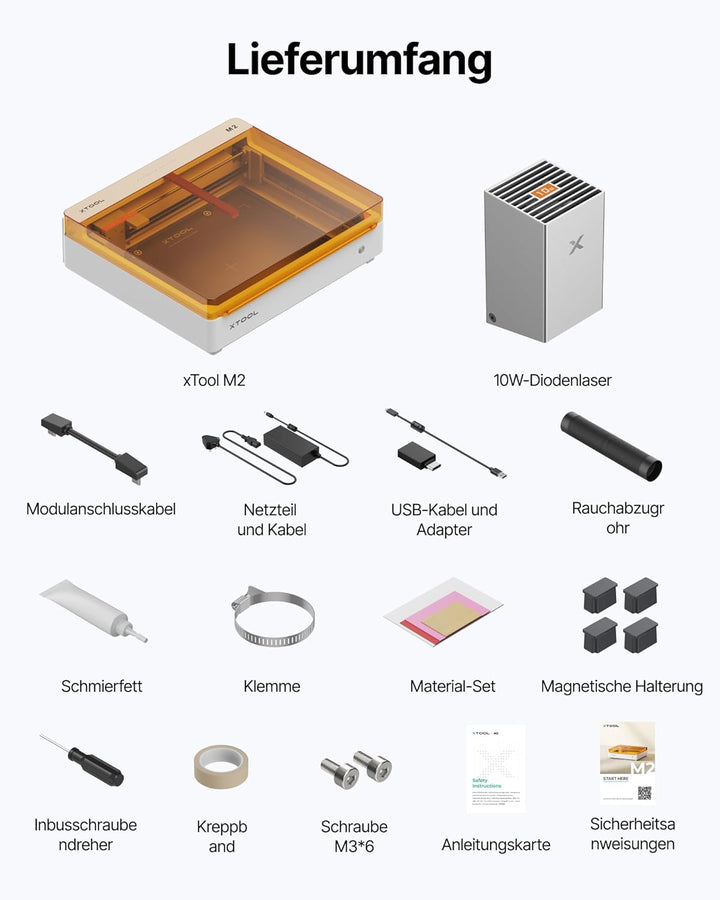 xTool M2 Color Craft Lasergraveur mit CMYK-Tintenstrahldrucker, 10W Diodenlaser, Klasse 1 geschlosse