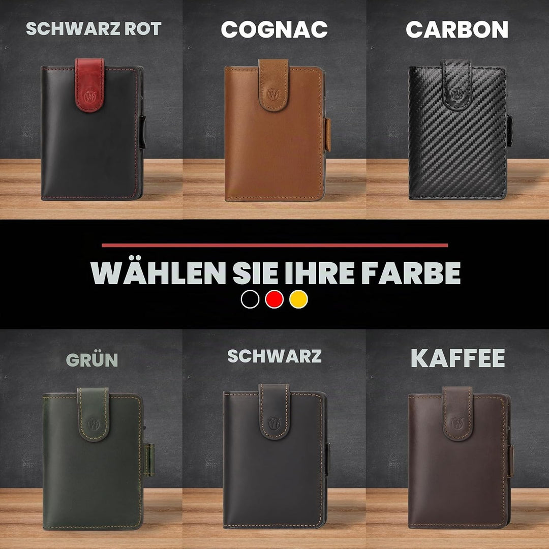 WillFire® MagFlap | Geldbörse Herren | Extra Schlüsselanhänger | Leder Kartenetui für 10-12 Karten |