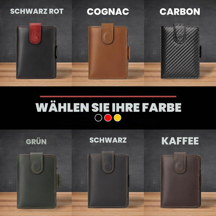 WillFire® MagFlap | Geldbörse Herren | Extra Schlüsselanhänger | Leder Kartenetui für 10-12 Karten |