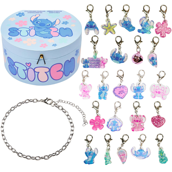 Get Trend Disney Stitch Schmuck Adventskalender 2025 Kinder Weihnachtskalender mit DIY Charm Armband