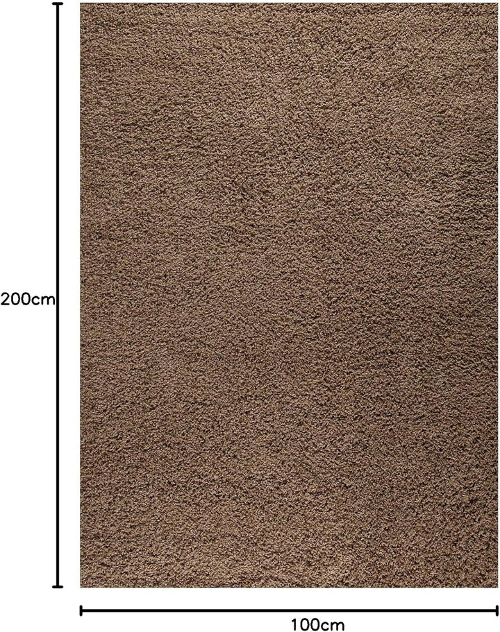 VIMODA Prime Shaggy Teppich Hochflor Langflor Teppiche Modern Einfarbig Nougat Hellbraun, Masse:100x