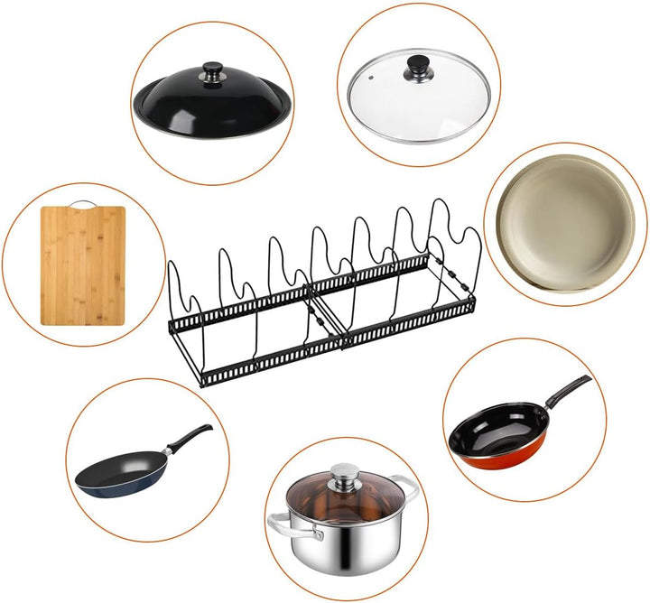 Topfdeckelhalter mit 10 verstellbaren Fächern, Pfannenhalter für Schublade, Deckelhalter Schublade,