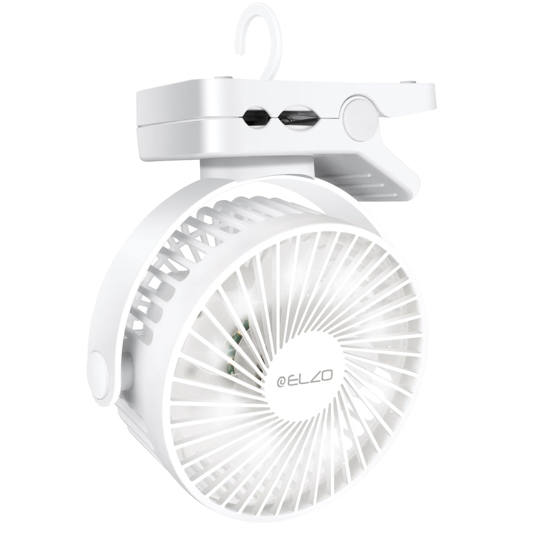 ELZO 12000mAh Camping Ventilator, Wiederaufladbarer Tischventilator USB Mini Ventilator mit LED Lich